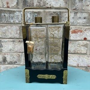 Vintage Mid-Century Modern Decanter Caddy Set Aronson Trademark Barware Gold